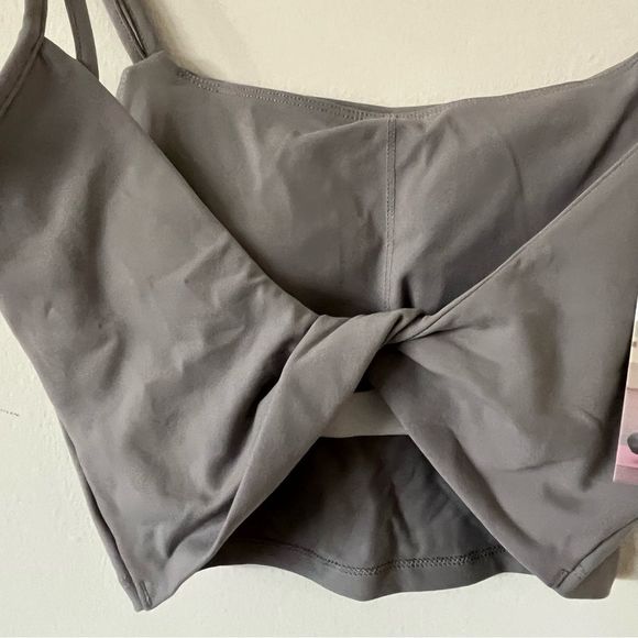 NWT HALARA Yoga Double Strap Backless Twisted Cropped Tank Top, Size S gray - Picture 6 of 9